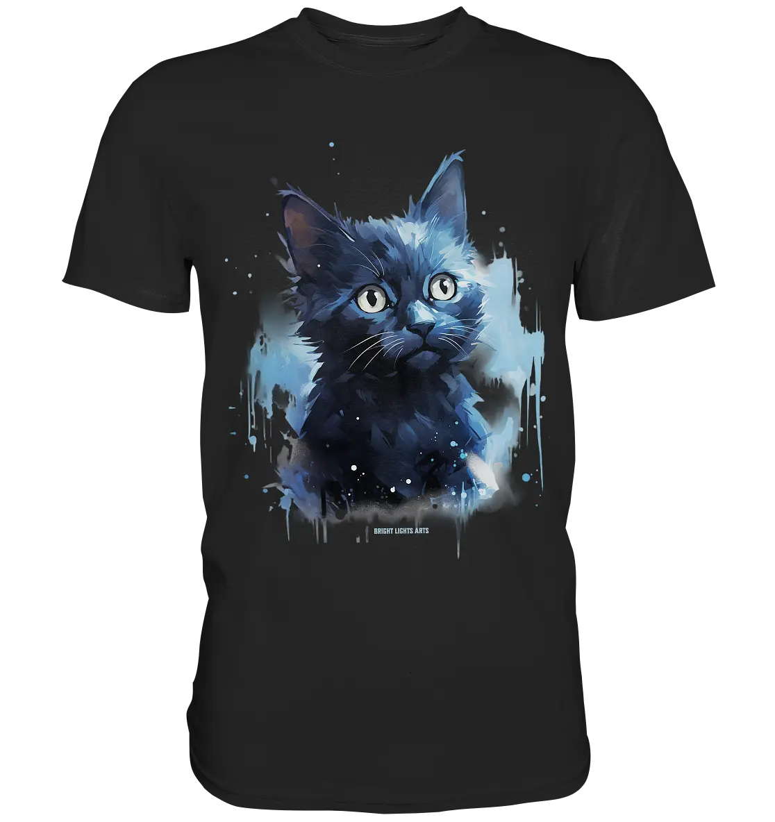Mystische Katzenmagie – Faszinierendes Blau-Schwarz Design - Premium Shirt Bright Lights Arts