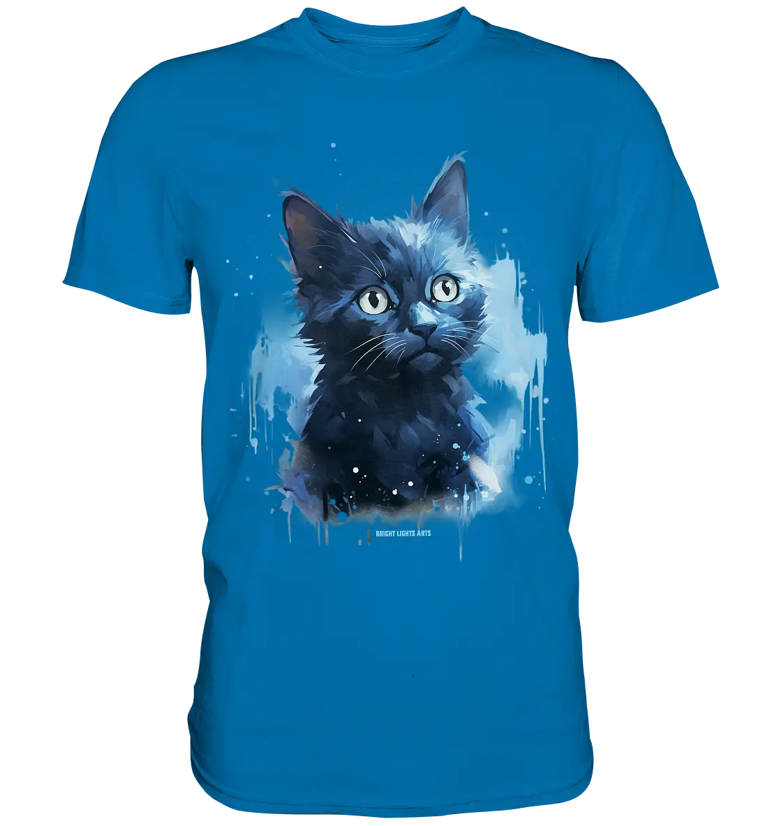 Mystische Katzenmagie – Faszinierendes Blau-Schwarz Design - Premium Shirt Bright Lights Arts