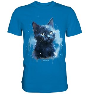 Mystische Katzenmagie – Faszinierendes Blau-Schwarz Design - Premium Shirt Bright Lights Arts