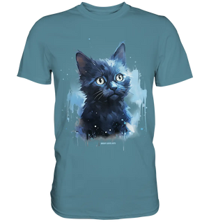 Mystische Katzenmagie – Faszinierendes Blau-Schwarz Design - Premium Shirt Bright Lights Arts