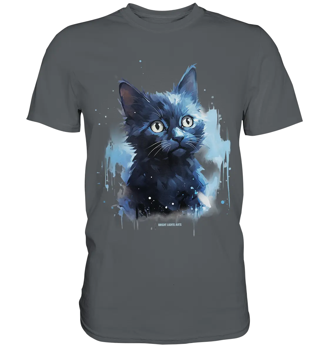 Mystische Katzenmagie – Faszinierendes Blau-Schwarz Design - Premium Shirt Bright Lights Arts