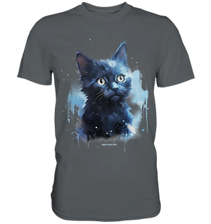 Mystische Katzenmagie – Faszinierendes Blau-Schwarz Design - Premium Shirt Bright Lights Arts