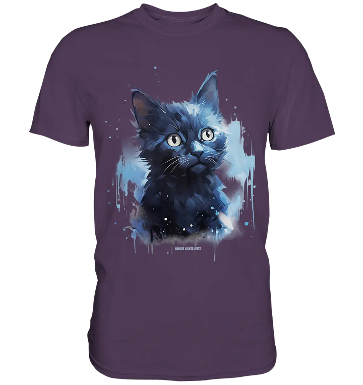 Mystische Katzenmagie – Faszinierendes Blau-Schwarz Design - Premium Shirt Bright Lights Arts