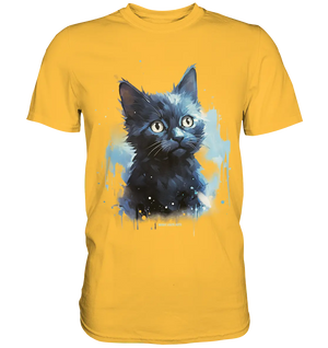 Mystische Katzenmagie – Faszinierendes Blau-Schwarz Design - Premium Shirt Bright Lights Arts