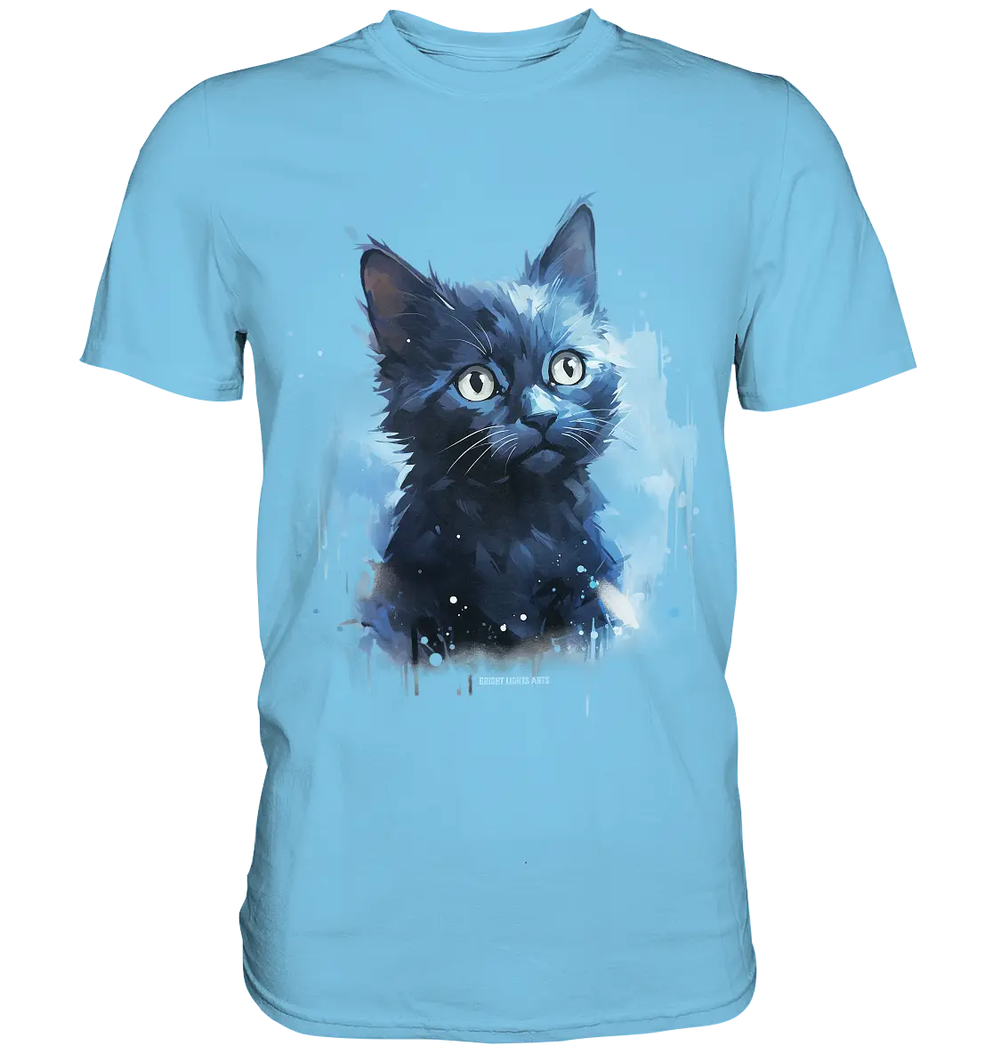 Mystische Katzenmagie – Faszinierendes Blau-Schwarz Design - Premium Shirt Bright Lights Arts