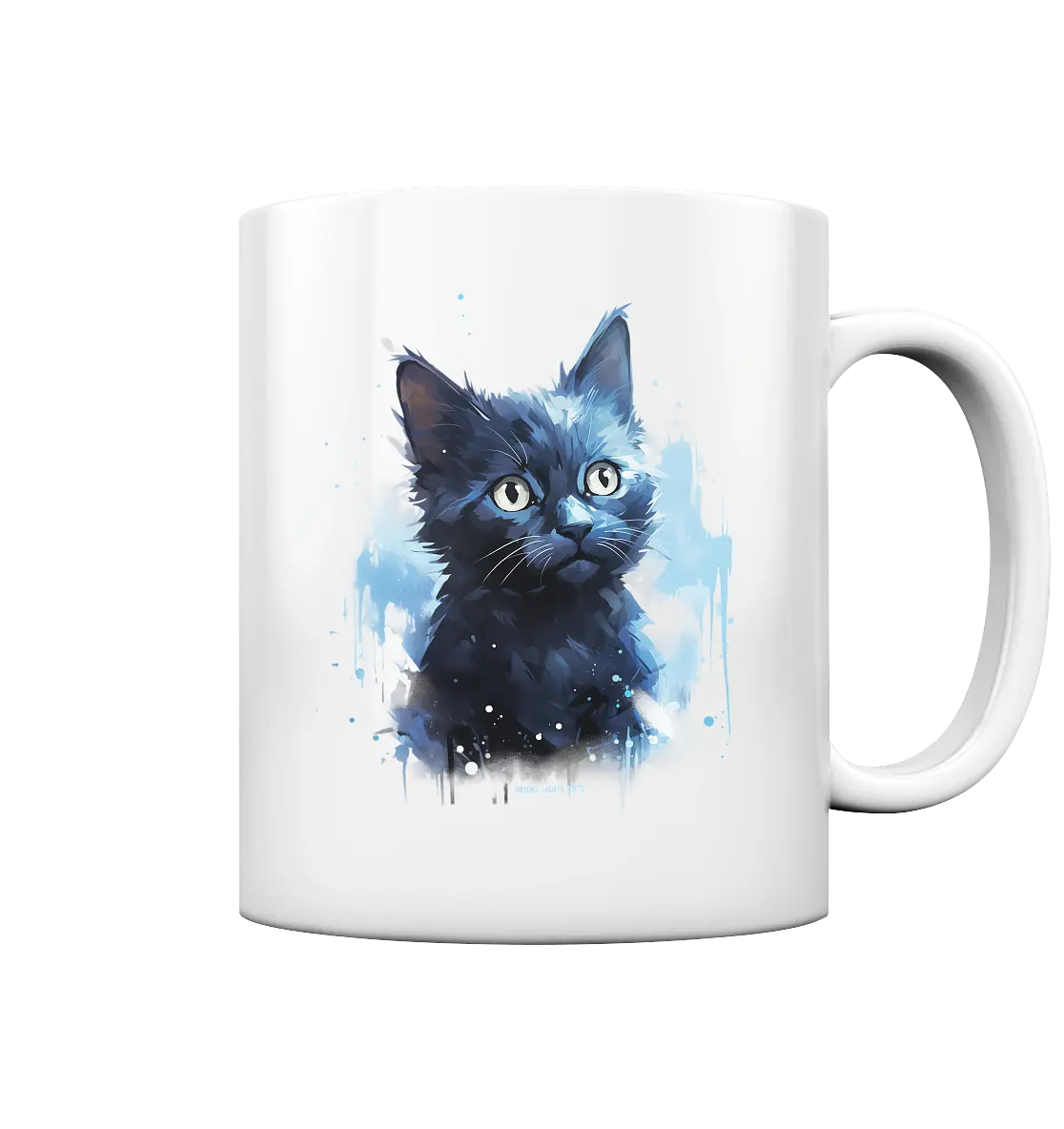 Mystische Katzenmagie – Faszinierendes Blau-Schwarz Design - Tasse glossy Bright Lights Arts