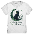 Mystische schwarze Katze auf Mondsichel I wake up under the moon - Kids Premium Shirt Bright Lights Arts