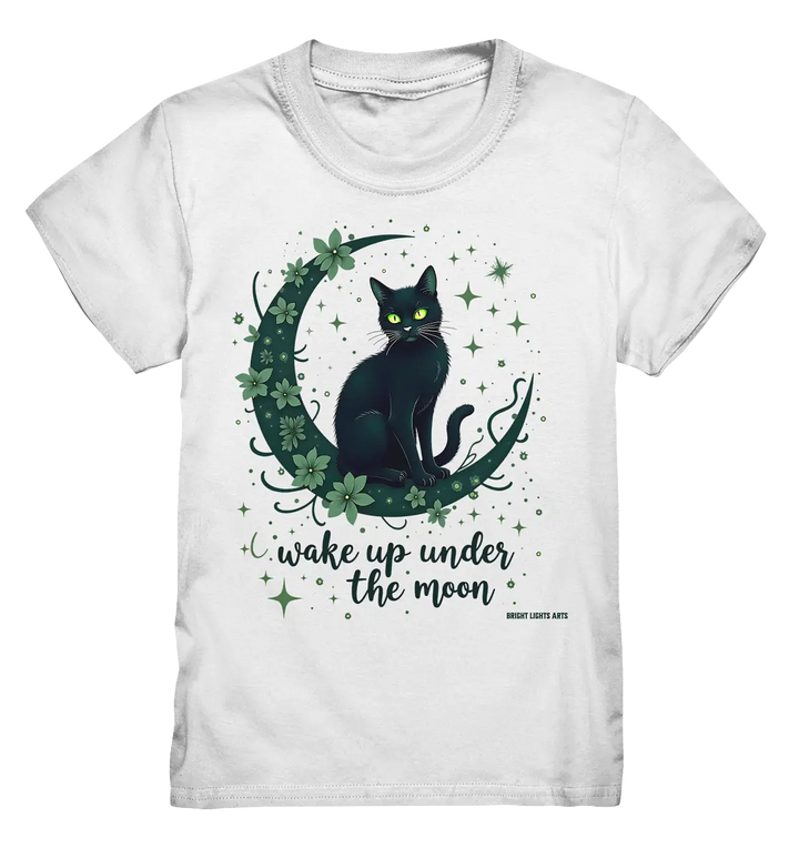 Mystische schwarze Katze auf Mondsichel I wake up under the moon - Kids Premium Shirt Bright Lights Arts
