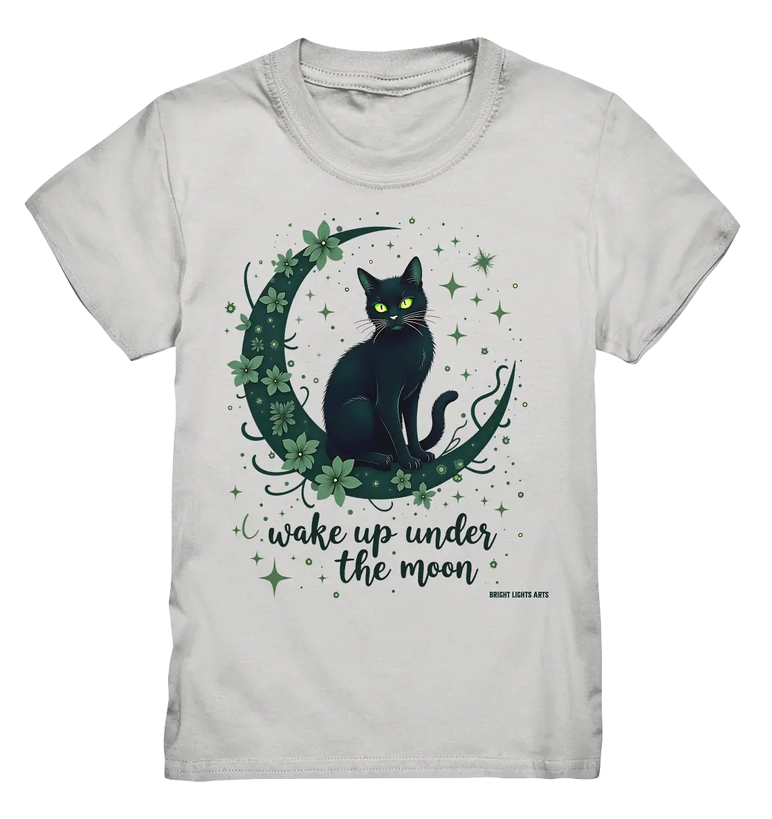 Mystische schwarze Katze auf Mondsichel I wake up under the moon - Kids Premium Shirt Bright Lights Arts