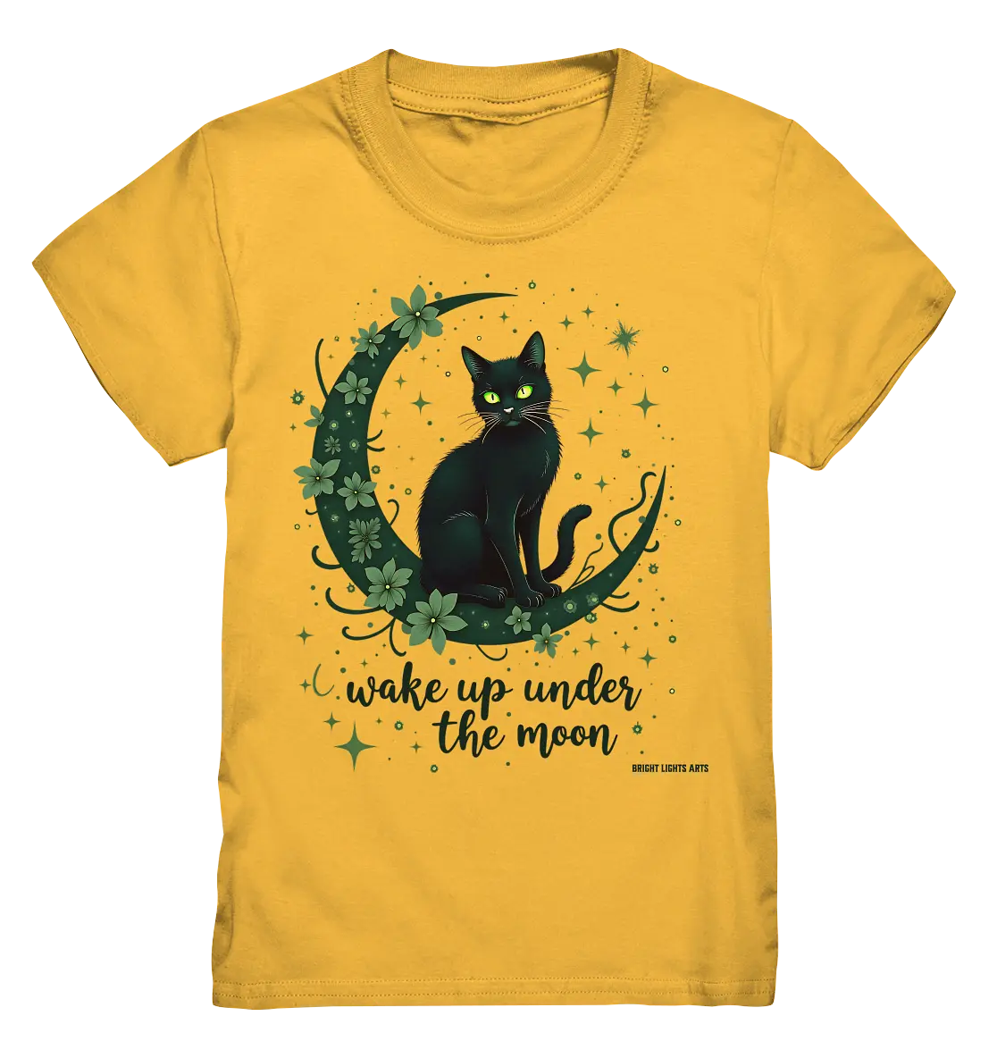 Mystische schwarze Katze auf Mondsichel I wake up under the moon - Kids Premium Shirt Bright Lights Arts
