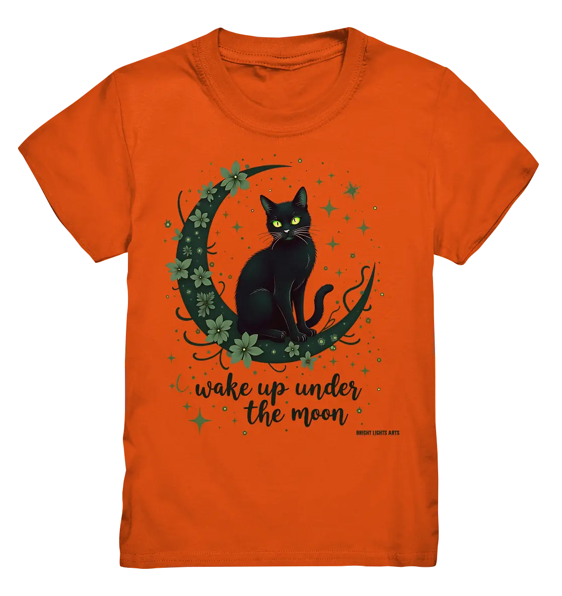 Mystische schwarze Katze auf Mondsichel I wake up under the moon - Kids Premium Shirt Bright Lights Arts