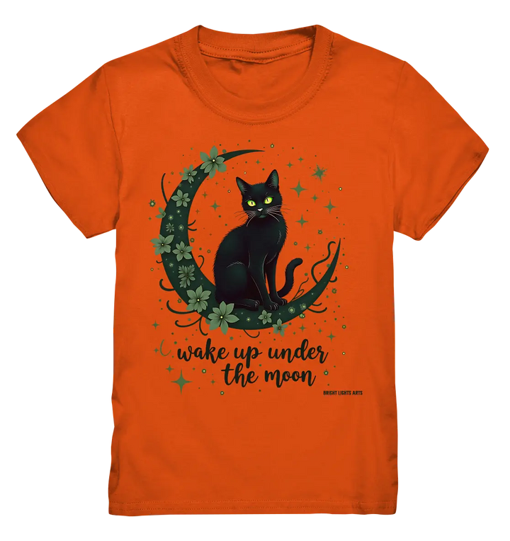 Mystische schwarze Katze auf Mondsichel I wake up under the moon - Kids Premium Shirt Bright Lights Arts