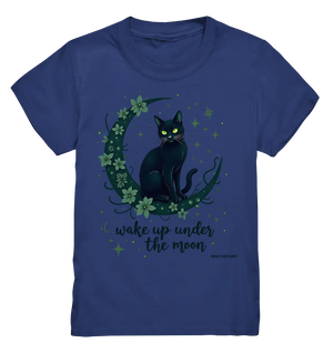 Mystische schwarze Katze auf Mondsichel I wake up under the moon - Kids Premium Shirt Bright Lights Arts
