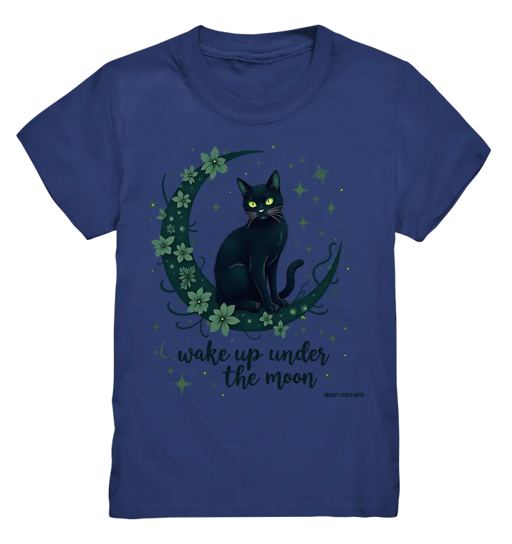 Mystische schwarze Katze auf Mondsichel I wake up under the moon - Kids Premium Shirt Bright Lights Arts