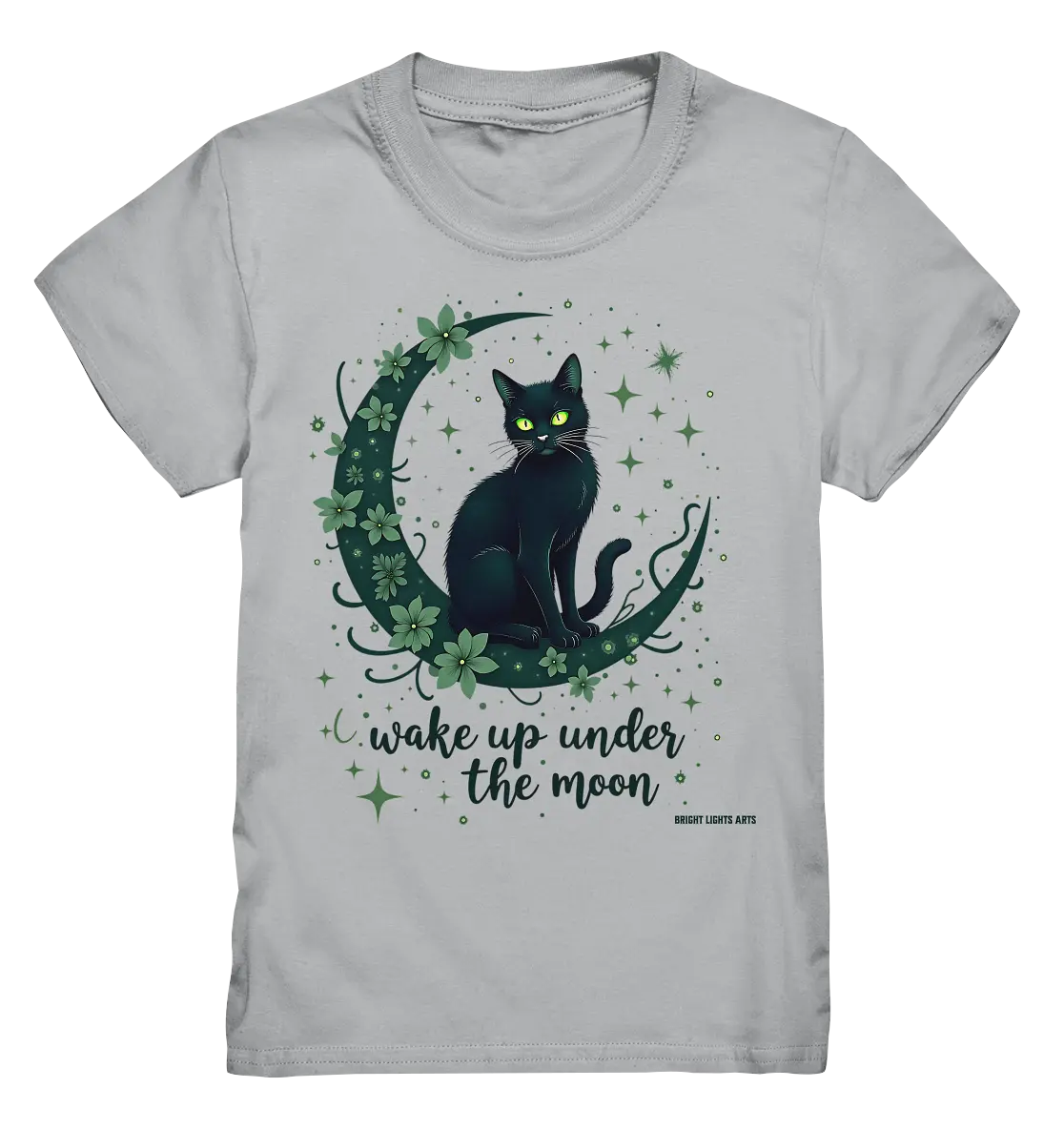 Mystische schwarze Katze auf Mondsichel I wake up under the moon - Kids Premium Shirt Bright Lights Arts