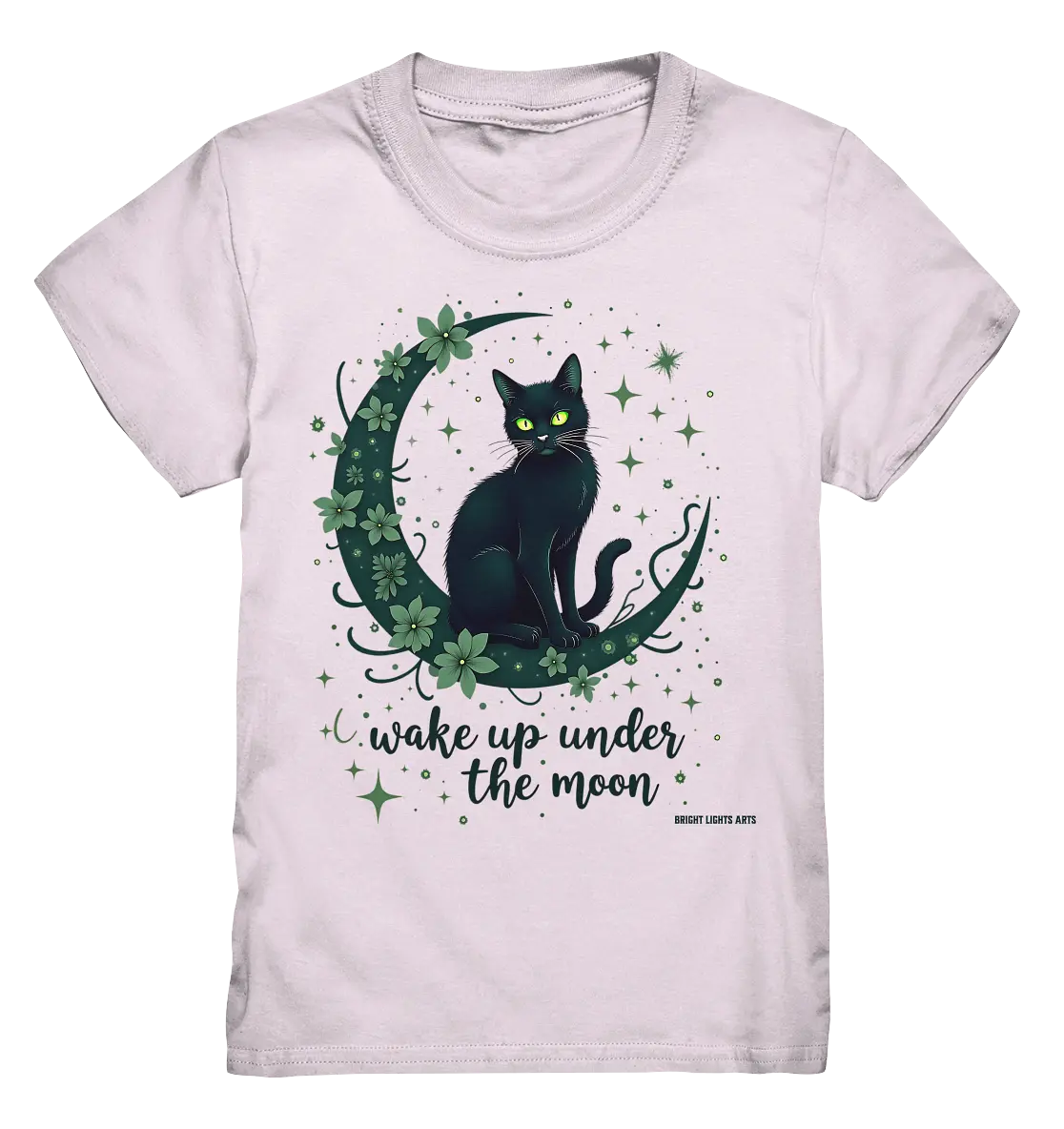 Mystische schwarze Katze auf Mondsichel I wake up under the moon - Kids Premium Shirt Bright Lights Arts