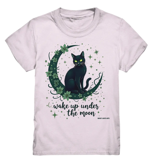 Mystische schwarze Katze auf Mondsichel I wake up under the moon - Kids Premium Shirt Bright Lights Arts