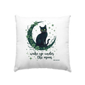 Mystische schwarze Katze auf Mondsichel I wake up under the moon - Kissen 40x40cm Bright Lights Arts