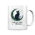 Mystische schwarze Katze auf Mondsichel I wake up under the moon - Tasse glossy Bright Lights Arts