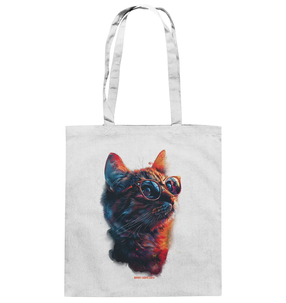 Neon-Katzenkönig – Leuchtende Farbenpracht - Baumwolltasche Bright Lights Arts