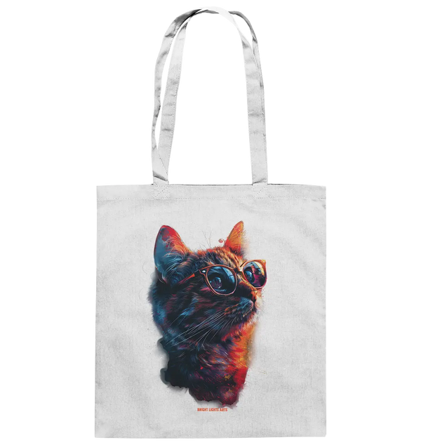 Neon-Katzenkönig – Leuchtende Farbenpracht - Baumwolltasche Bright Lights Arts