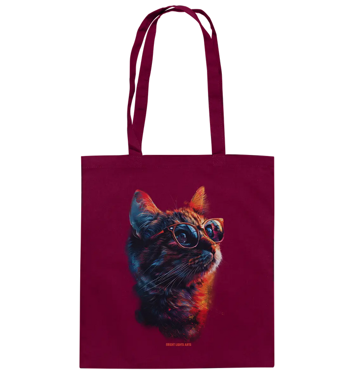 Neon-Katzenkönig – Leuchtende Farbenpracht - Baumwolltasche Bright Lights Arts
