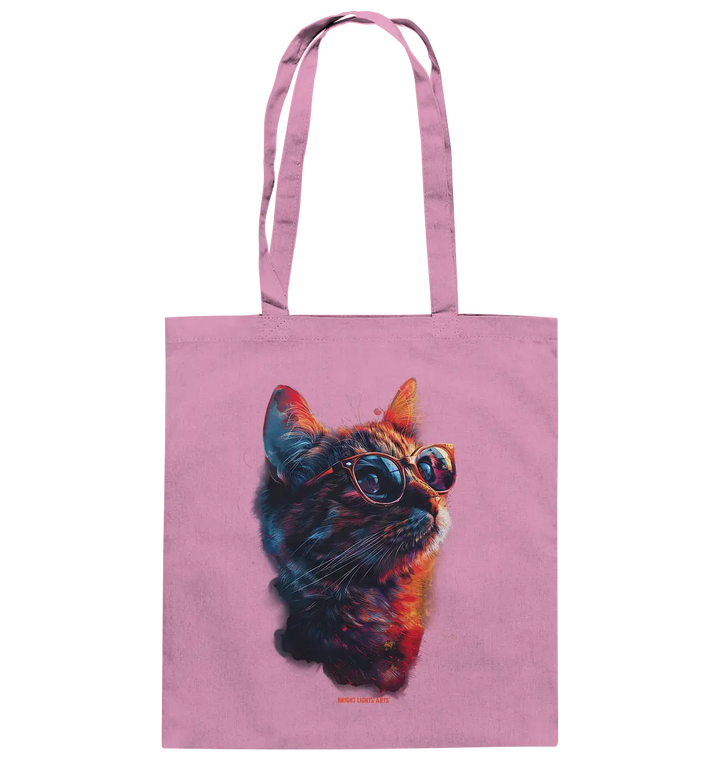 Neon-Katzenkönig – Leuchtende Farbenpracht - Baumwolltasche Bright Lights Arts