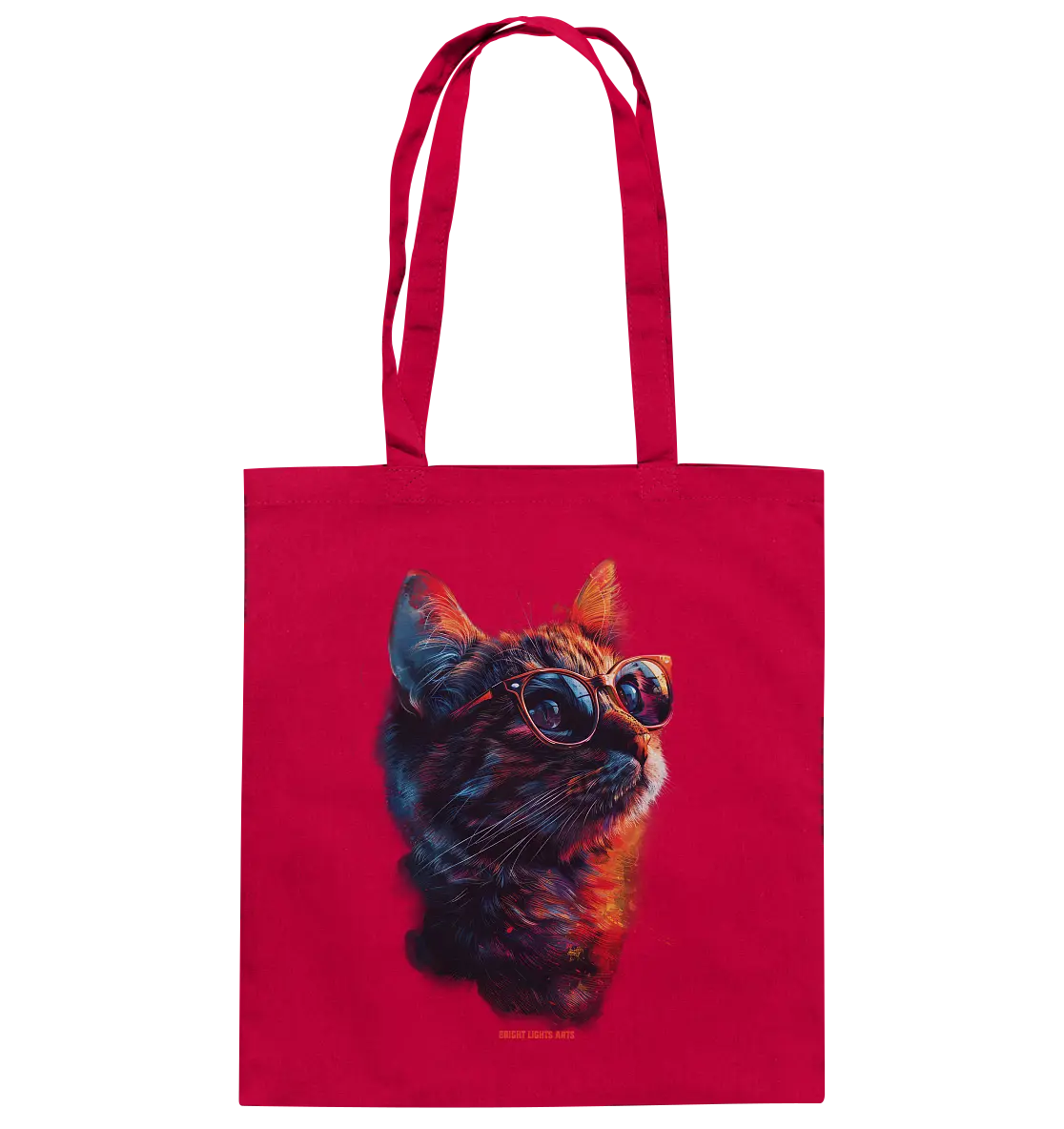 Neon-Katzenkönig – Leuchtende Farbenpracht - Baumwolltasche Bright Lights Arts