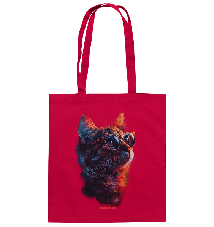 Neon-Katzenkönig – Leuchtende Farbenpracht - Baumwolltasche Bright Lights Arts