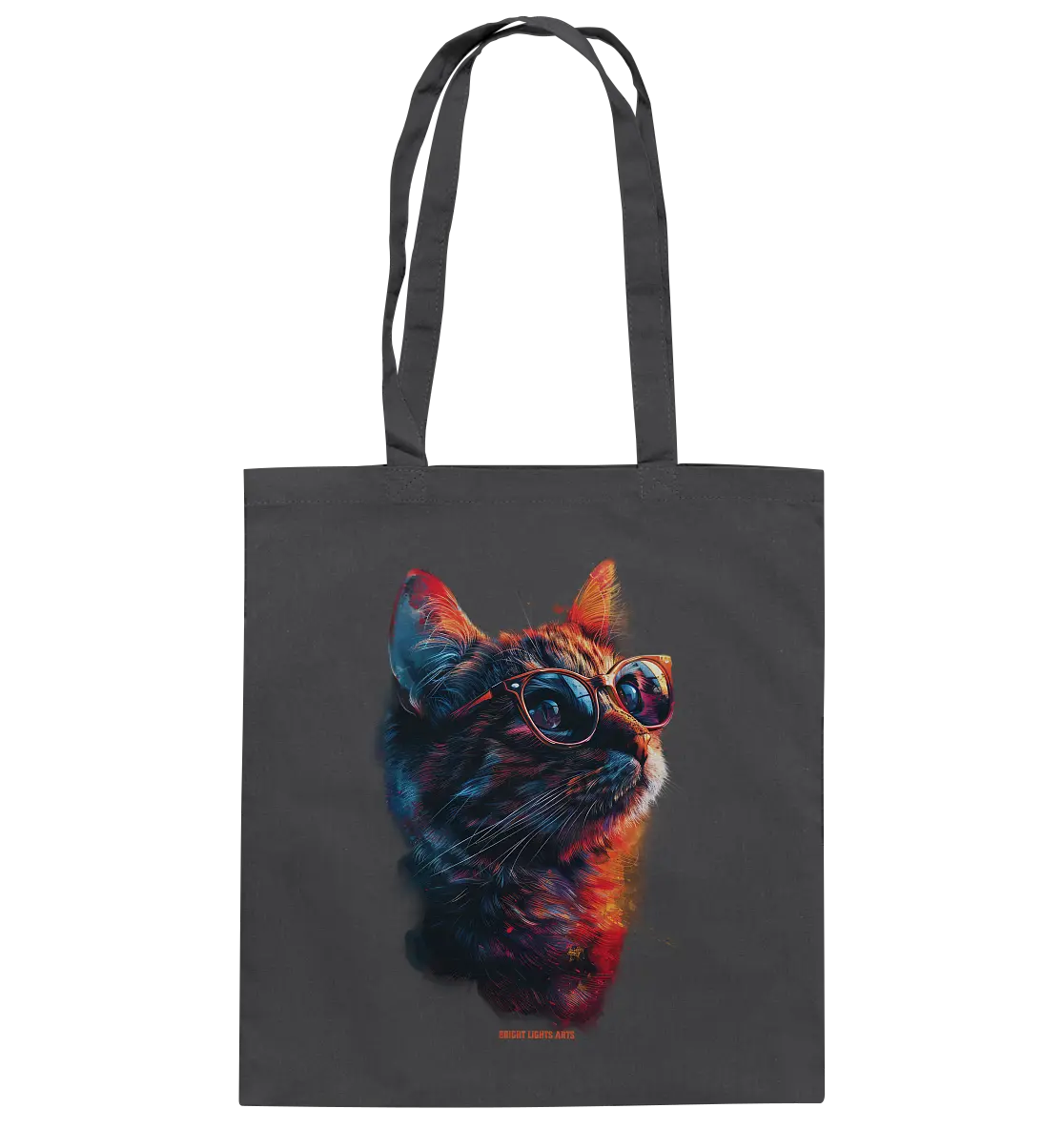 Neon-Katzenkönig – Leuchtende Farbenpracht - Baumwolltasche Bright Lights Arts