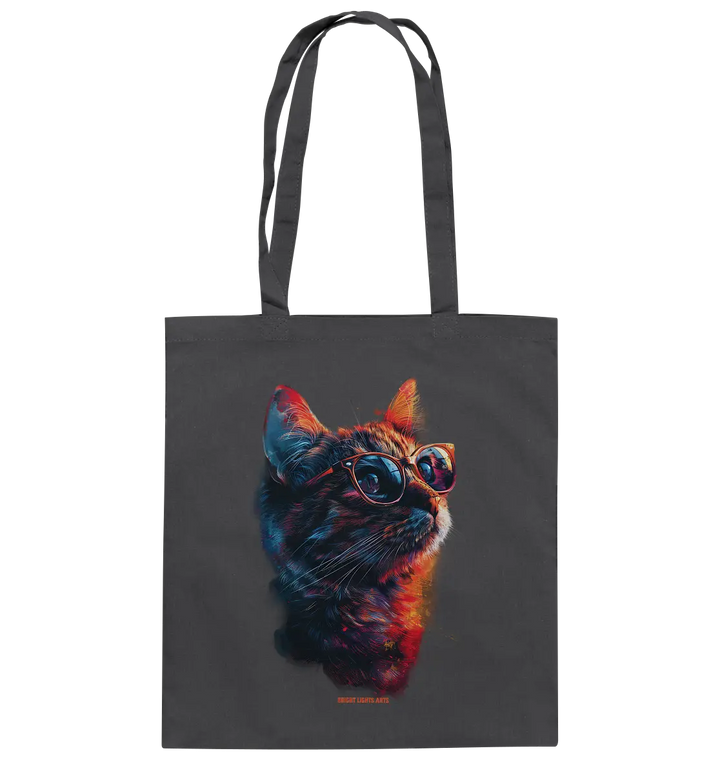 Neon-Katzenkönig – Leuchtende Farbenpracht - Baumwolltasche Bright Lights Arts