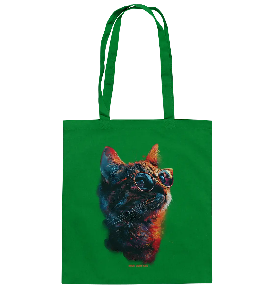 Neon-Katzenkönig – Leuchtende Farbenpracht - Baumwolltasche Bright Lights Arts