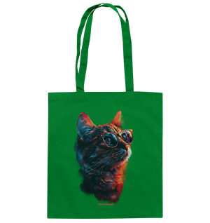 Neon-Katzenkönig – Leuchtende Farbenpracht - Baumwolltasche Bright Lights Arts