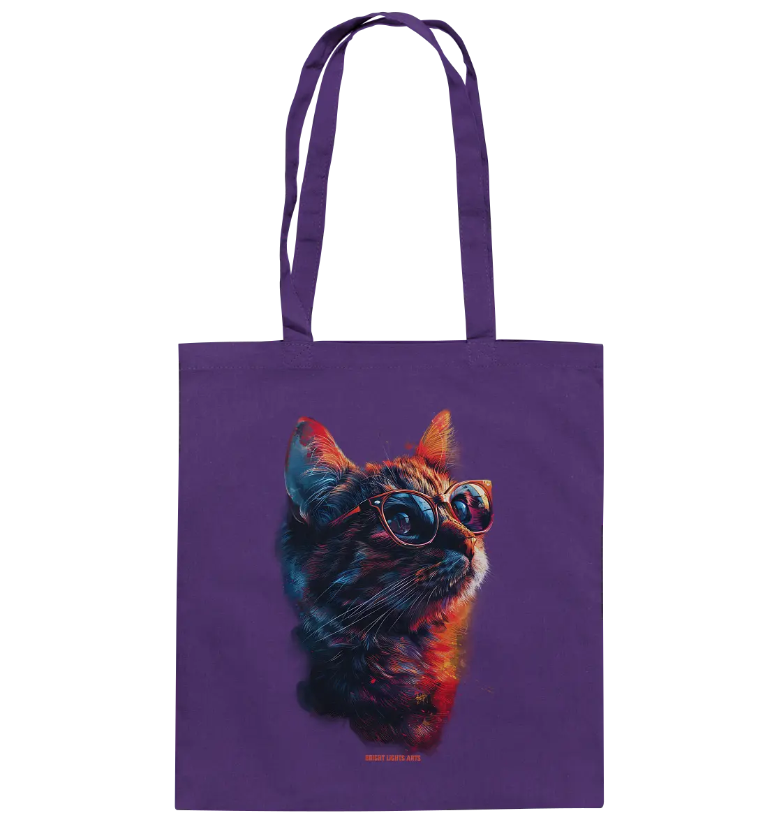 Neon-Katzenkönig – Leuchtende Farbenpracht - Baumwolltasche Bright Lights Arts