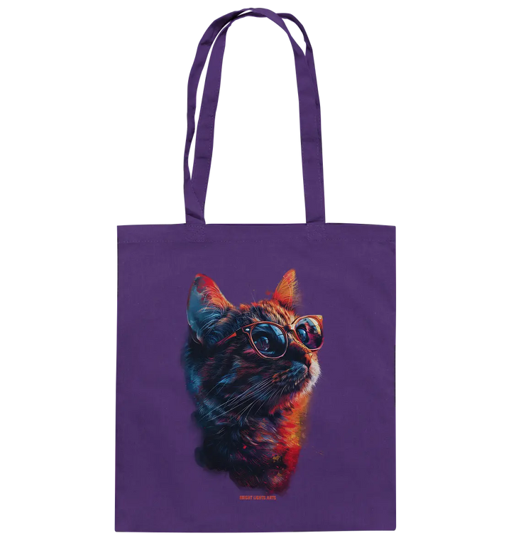 Neon-Katzenkönig – Leuchtende Farbenpracht - Baumwolltasche Bright Lights Arts