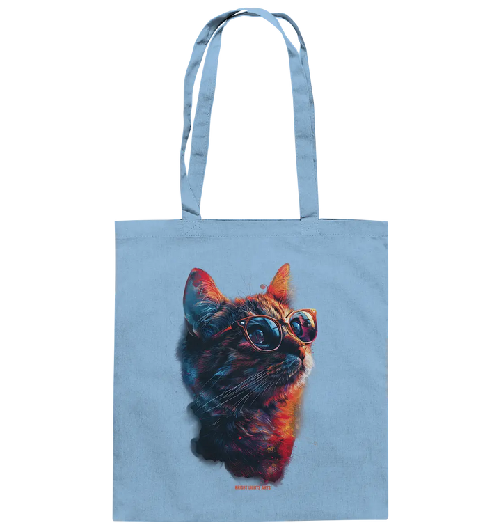 Neon-Katzenkönig – Leuchtende Farbenpracht - Baumwolltasche Bright Lights Arts