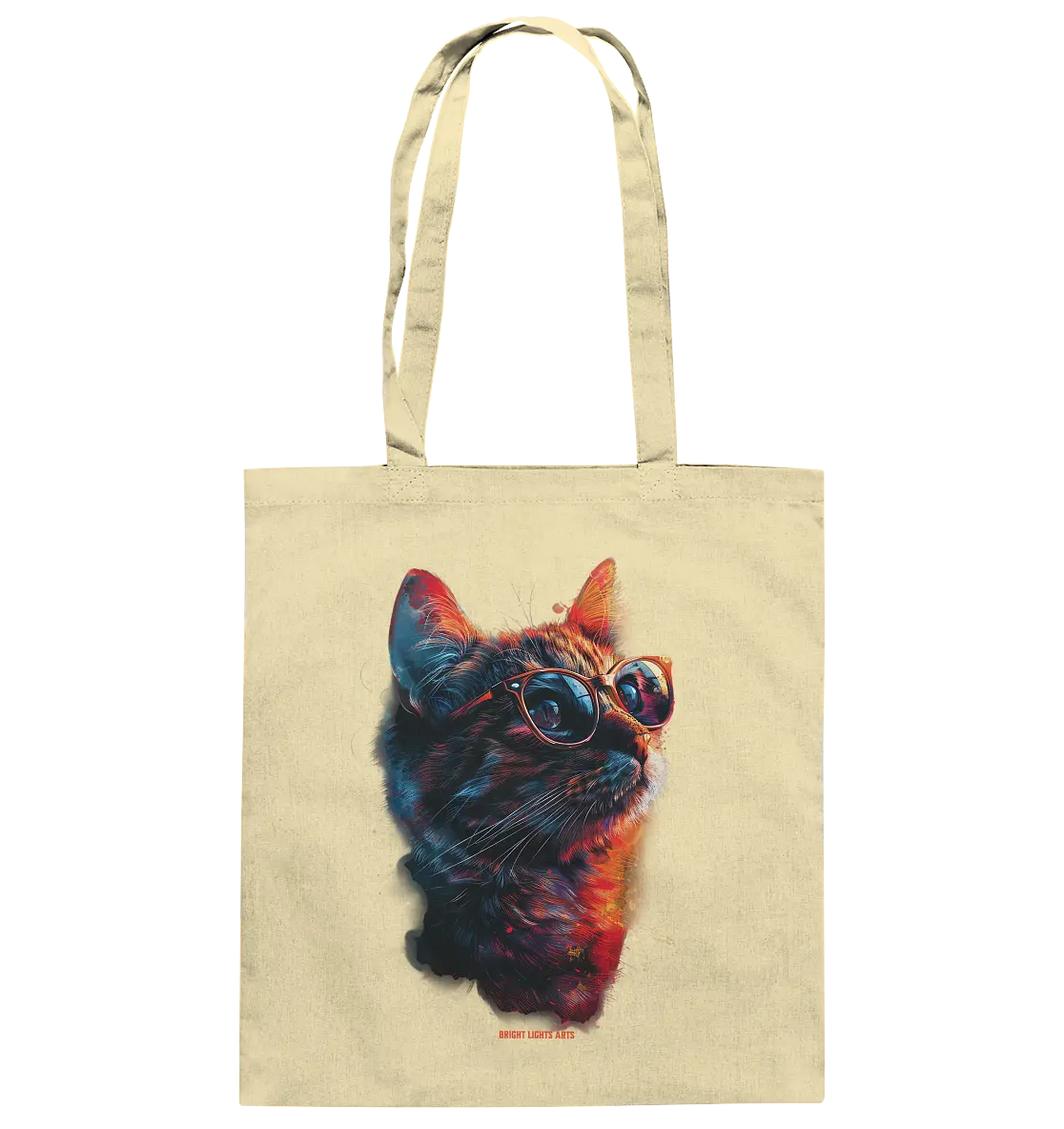 Neon-Katzenkönig – Leuchtende Farbenpracht - Baumwolltasche Bright Lights Arts