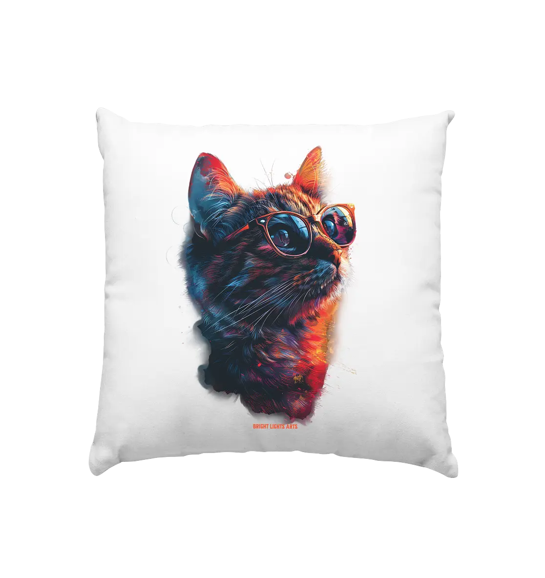 Neon-Katzenkönig – Leuchtende Farbenpracht - Kissen 40x40cm Bright Lights Arts