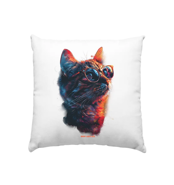 Neon-Katzenkönig – Leuchtende Farbenpracht - Kissen 40x40cm Bright Lights Arts