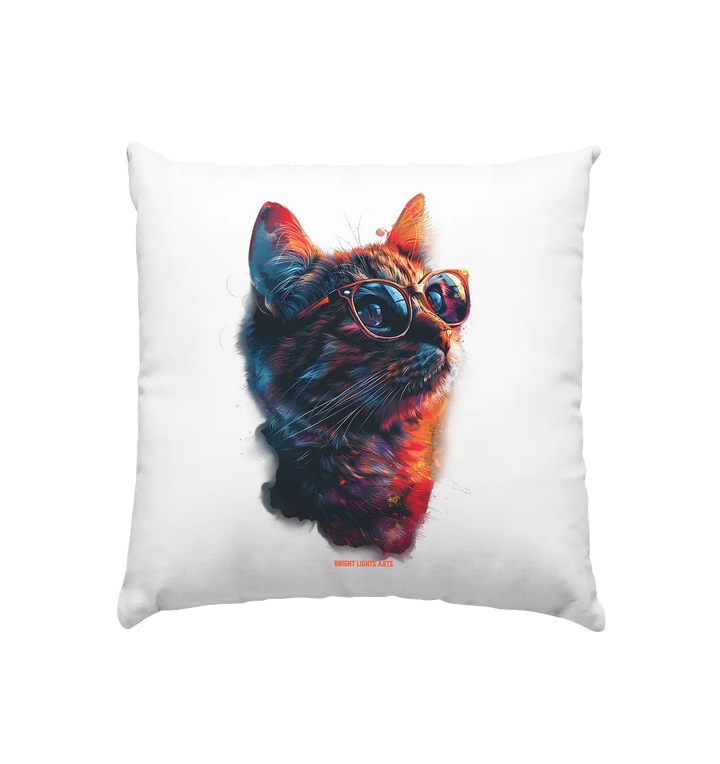Neon-Katzenkönig – Leuchtende Farbenpracht - Kissen 40x40cm Bright Lights Arts
