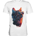 Neon-Katzenkönig – Leuchtende Farbenpracht - Premium Shirt Bright Lights Arts
