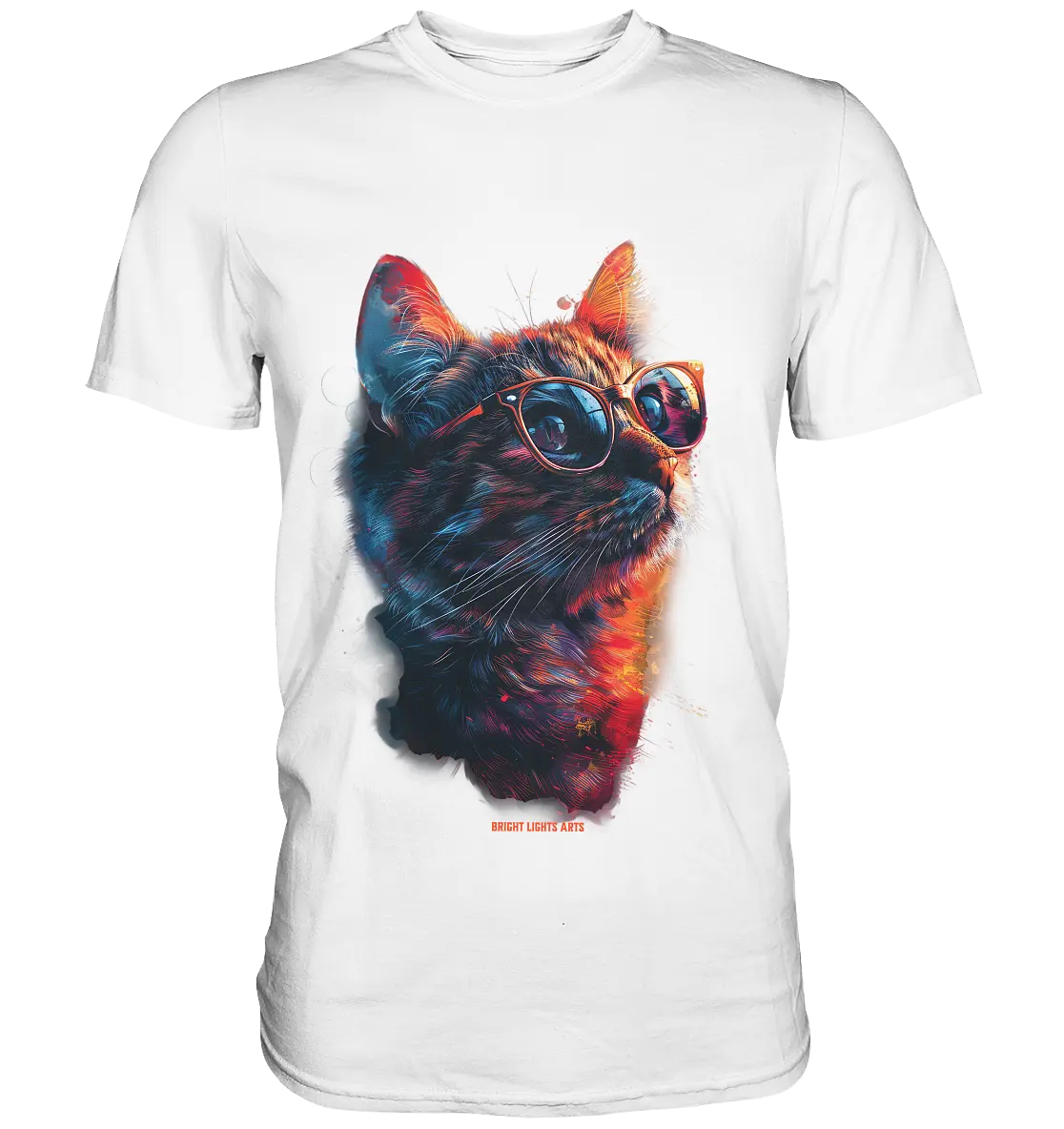 Neon-Katzenkönig – Leuchtende Farbenpracht - Premium Shirt Bright Lights Arts