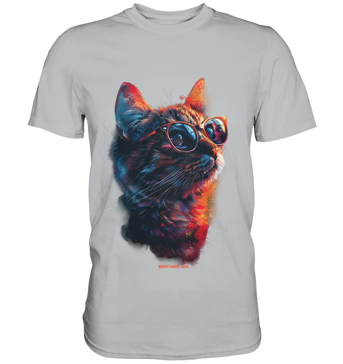Neon-Katzenkönig – Leuchtende Farbenpracht - Premium Shirt Bright Lights Arts