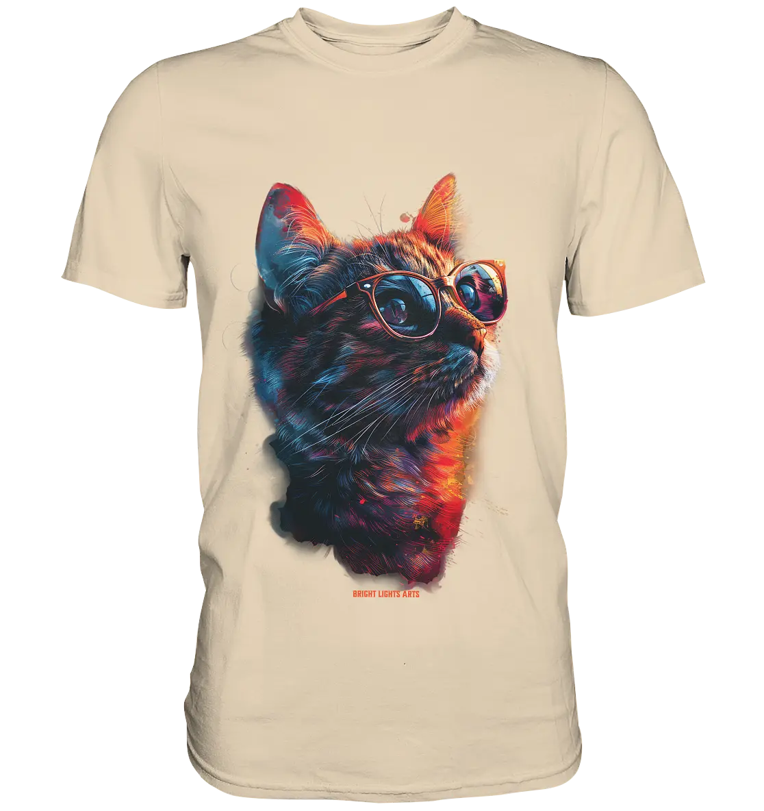 Neon-Katzenkönig – Leuchtende Farbenpracht - Premium Shirt Bright Lights Arts