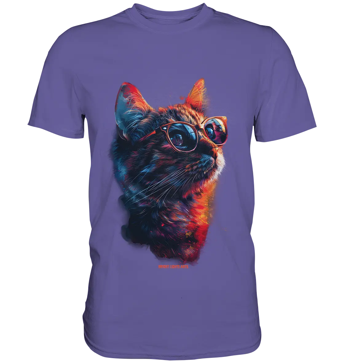 Neon-Katzenkönig – Leuchtende Farbenpracht - Premium Shirt Bright Lights Arts