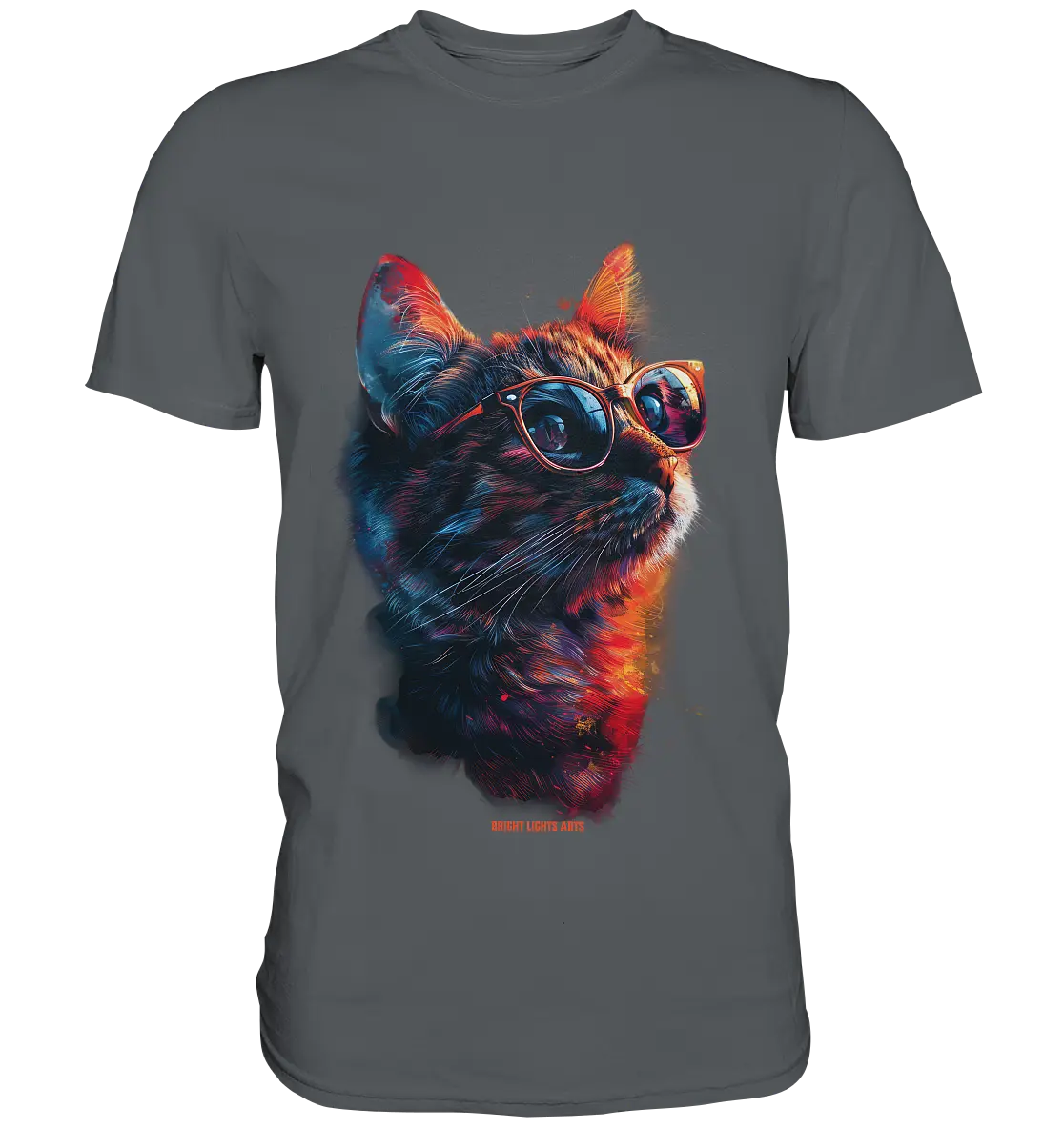 Neon-Katzenkönig – Leuchtende Farbenpracht - Premium Shirt Bright Lights Arts
