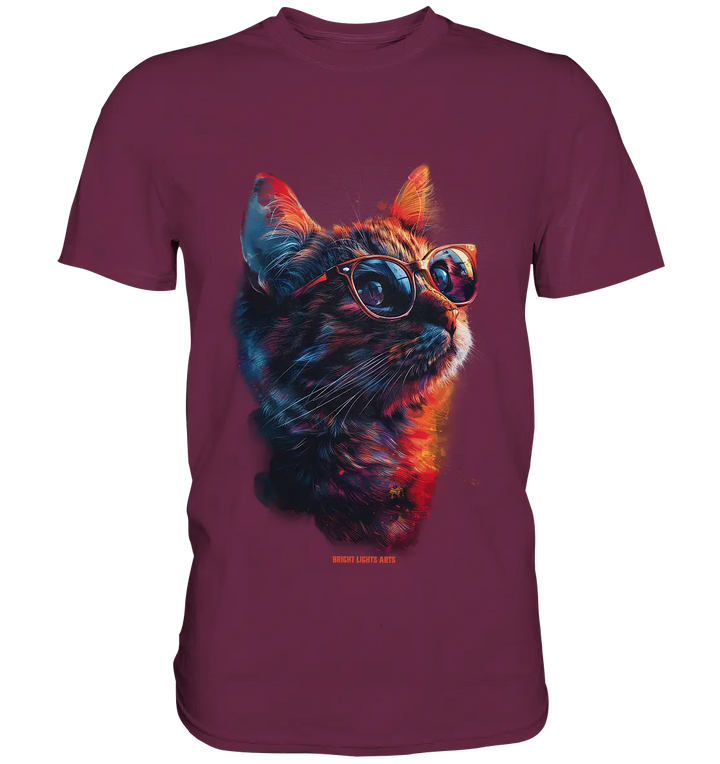 Neon-Katzenkönig – Leuchtende Farbenpracht - Premium Shirt Bright Lights Arts