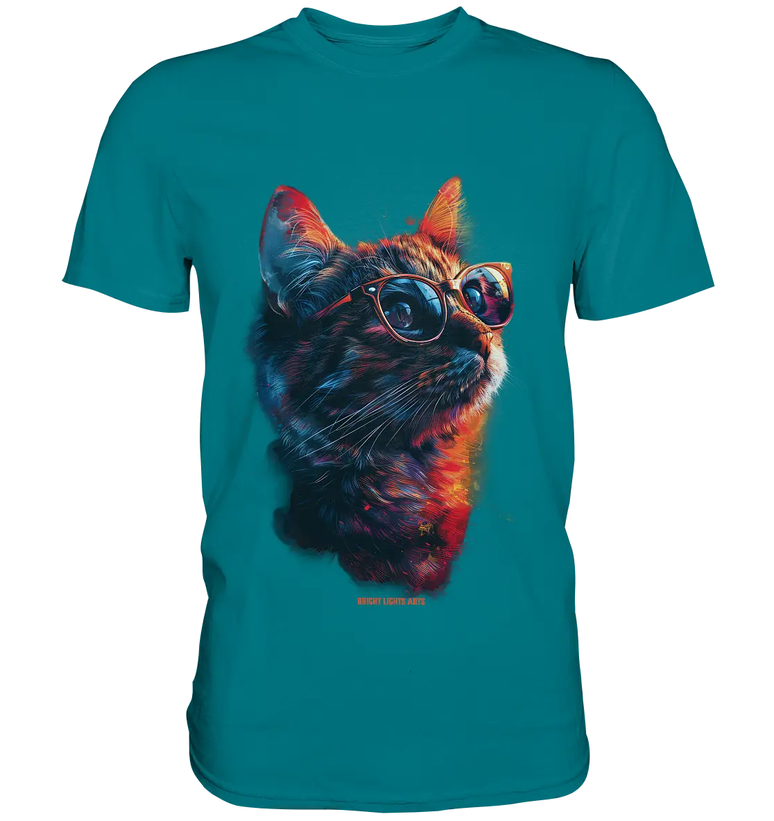 Neon-Katzenkönig – Leuchtende Farbenpracht - Premium Shirt Bright Lights Arts