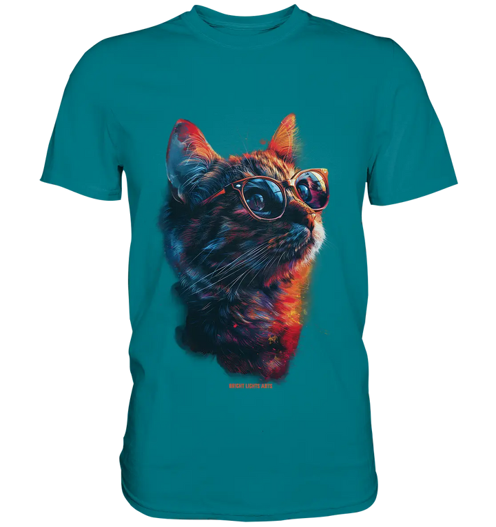 Neon-Katzenkönig – Leuchtende Farbenpracht - Premium Shirt Bright Lights Arts