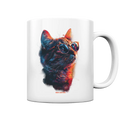 Neon-Katzenkönig – Leuchtende Farbenpracht - Tasse glossy Bright Lights Arts